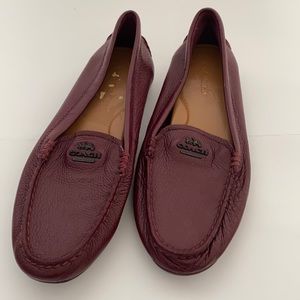 Maroon leather coach loafers